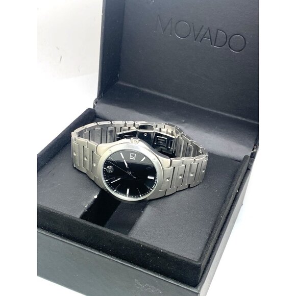 Movado Men's Watch 0607541 SE Black Dial Swiss Quartz Silver Steel 41mm - Picture 3 of 15